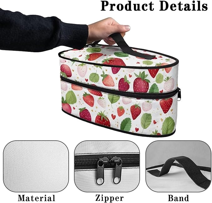 Strawberry Heart Print Steam Iron Case Travel Iron Organizer Handheld Steamer Holder with Handle Waterproof Travel Accessories, Case Only
