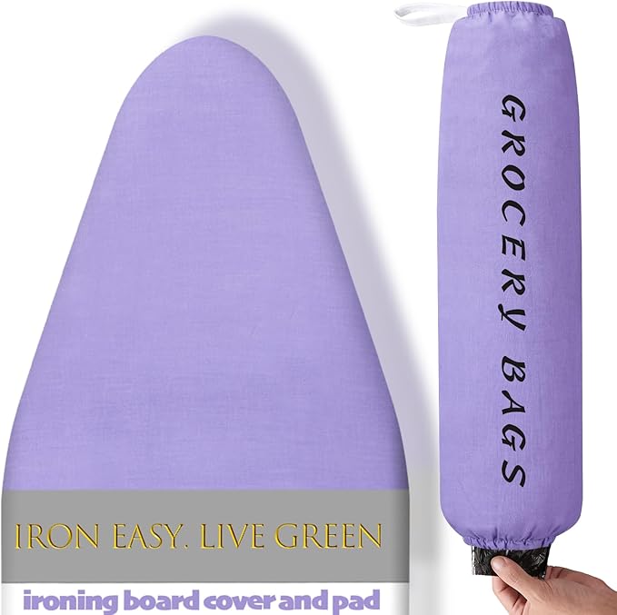 BNDX Heat-Resistant Ironing Board Cover and Pad 18" x 49" – Eco-Friendly Material, Durable Elastic Edge for College Students, Busy Moms, Apartments, Dorm Rooms – Royal Amethyst
