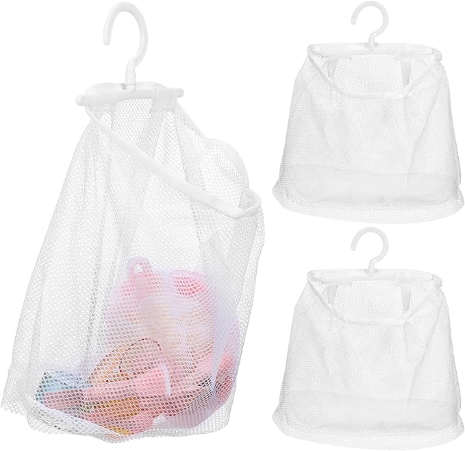 2pcs Mesh Bag with Hook Hanging Laundry Bags Multi-functional Mesh Bags for Kitchen Bathroom Storage Bag