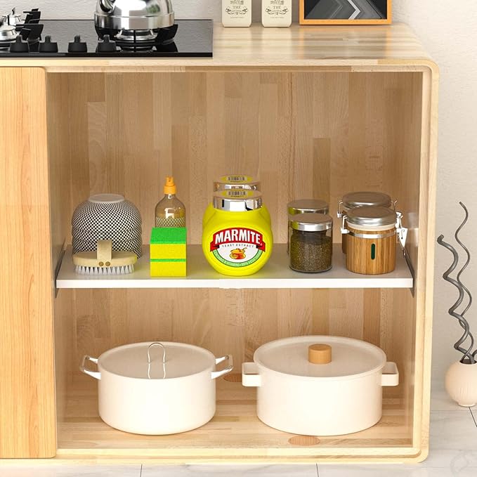 Closet Tension Shelf Expandable Cabinet Organizer Storage Shelf Heavy Duty Metal DIY Shelf Divider Separator for Cabinet Wardrobe Cupboard Kitchen Bedroom