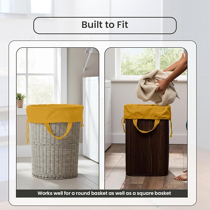LFH Home Large Premium Cotton Canvas Laundry Bag with Drawstring and Handles Heavy Duty, Multi-Use, and Washable for Home, Travel, College or Storage 28x36 (Pack of 2)-Yellow