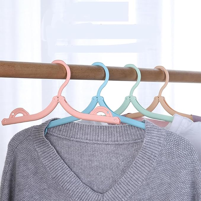 12 Pack Travel Hangers Portable Foldable Hanger Organizer, Plastic Travel Clothes Hanging Rack Folding Hangers For Traveling Camping Flying Rv Cruises Suitcase, Multi Color