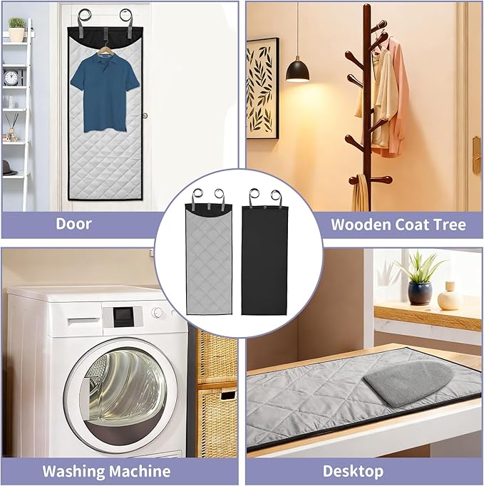 Over The Door Steamer Pad 45 ×19 Inch Steamer Mat for Clothes Including Ironing GlovesDoor Press Pad for Travel Ironing Board Portable Ironing Mat with Protective Glove
