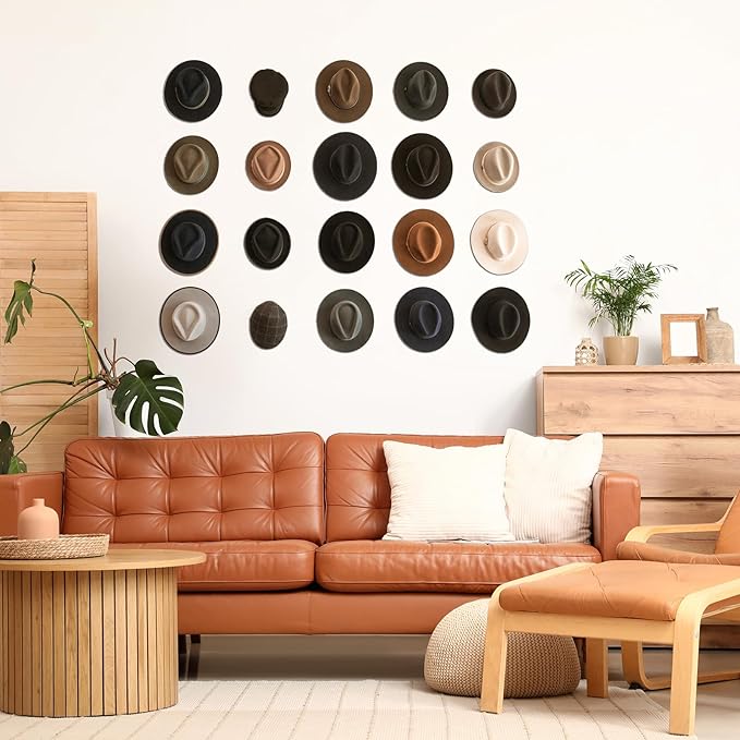 3.0 Inch Wall Hat Hooks (8 Pack) – Strong Adhesive Cowboy Hat Rack with Anti-Slip Teeth, Multi-Purpose Hook for Keys & Accessories, Minimalist Hat Organizer, Western Room Décor – Clear