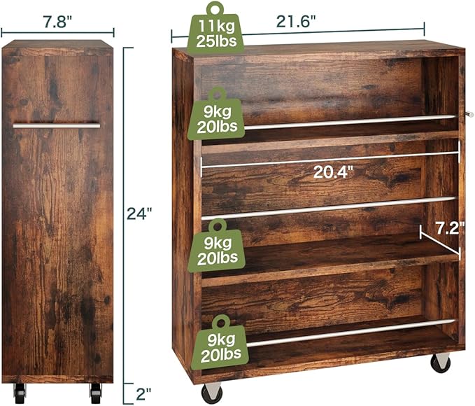 ALBAD Slim Rolling Cart,4-Tier Storage Cart with Wheels,7.9”W Slim Storage Carts with Handle for Kitchen Laundry Narrow Places Bathroom Dining Room Small Spaces