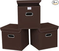 Closet Organizers Fabric Storage Bins With Lids Collapsible Cube Storages Organizer Basket With Handles,Storage Boxes for Clothes Storage,Office,Toys,3 Pack,（Coffee