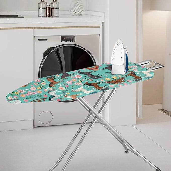 Flashideas Green Shredded Horse Ironing Board Cover and Pad Standard Size Ironing Board Cover and Pad Ventilate Extra Wide Ironing Pad for Table Modern Design, CZA12