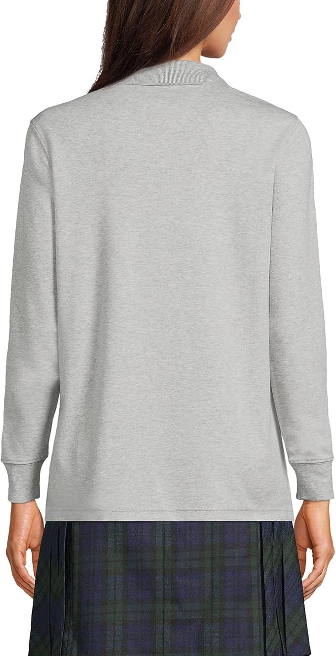 Lands' End School Uniform Kids Long Sleeve Interlock Polo Shirt