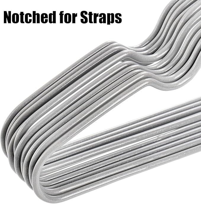 Tosnail 50 Pack 16-Inch Stainless Steel Wire Metal Hangers, Non-Slip Hanger, Space Saving Closet Clothes Organizer, Grey