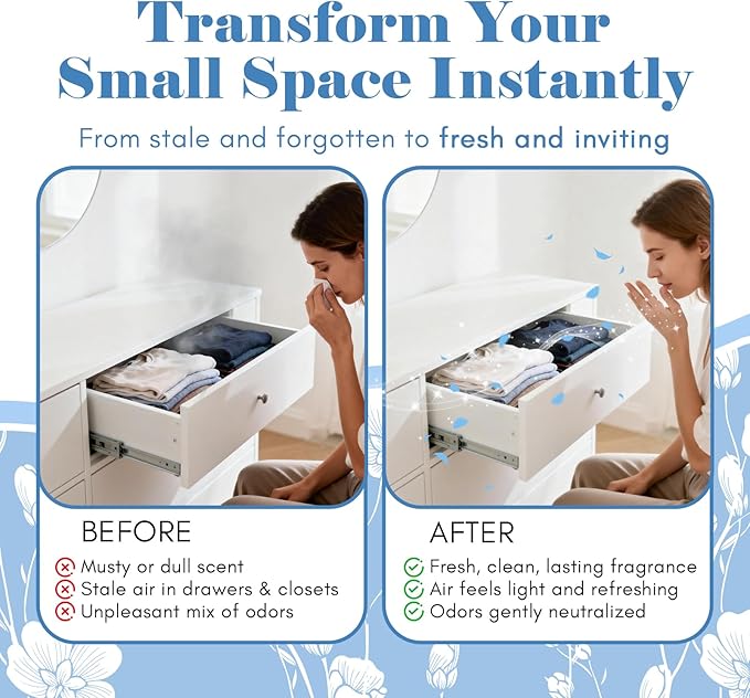 SCENTORINI Scented Sachets for Drawers and Closets, Fresh Linen Scent 14 Pack, Sachets Bags, Closet Freshener Sachet for Wardrobe, Cupboard, Luggage, Handbag, Suitcases