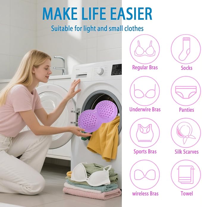 Silicone Bra Washing Bags for Laundry,Delicates Mesh Laundry Bags, Suitable for all Cup Sizes bra,Sports Bras, Swimsuits, Socks & Silk protector,Anti Deformation Lingerie Bag for Machine (purple)