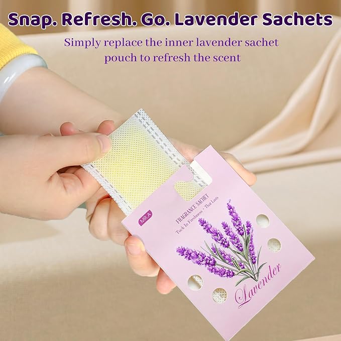 13Packs Lavender Scented Sachets, Fragrance Sachet Bags for Drawers and Closets, Air Fresheners for Car and Home, Closet Deodorizer Scented Drawer Fresheners for Dresser with Hanger Hooks