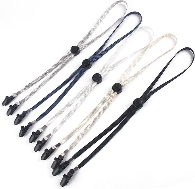 5 Pieces Adjustable Hat Strap Clips Windproof Anti-Loss Cap Strap Clips Hat Chin Cord for Travel, Golfing, Fishing Light Gray