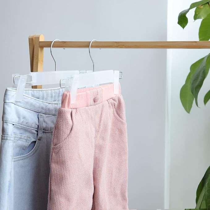 Pants Hangers with Clips Skirt Hangers for Women Plastic Clip Hanger for Pants Clothes (30pack, White)