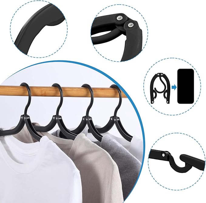 30 Pack Foldable Travel Hangers with 20 Clips - Cruise Essentials 2025 Lightweight Portable Collapsible Plastic Hangers Travel Must Haves for Suitcase, Flying, Camping, Hotel, RV