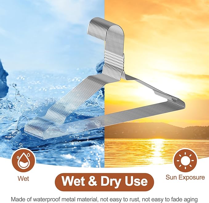 100 Pack Bulk Metal Clothes Hangers, Heavy Duty Wire Coat Hangers, Non-Slip, Ultra Thin Space Saving Hangers for Closet, Shirts, Suits, Pants, 16 Inch