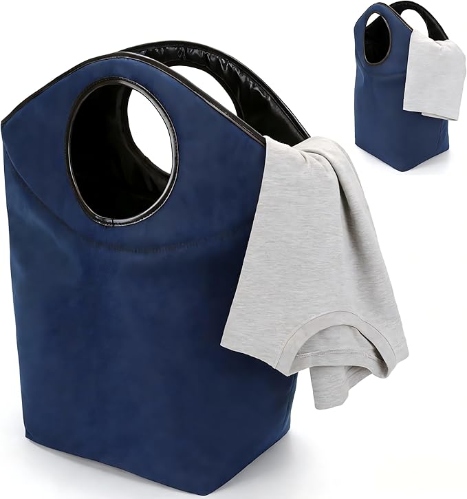 90L Foldable Laundry Basket with Soft Padded Handle, 22"x21"x12" Large Capacity Oxford Fabric Storage Hamper, Collapsible Portable Laundry Bag for Home Bedroom Dorm Travel and Outdoor