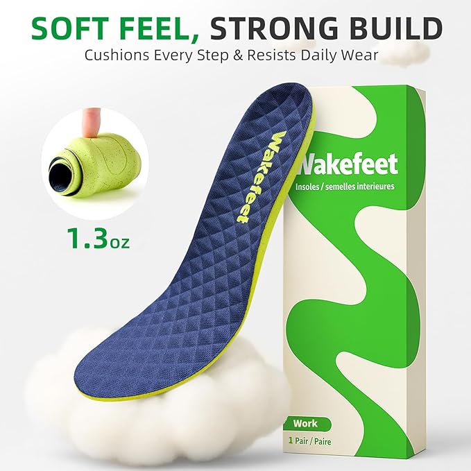 Shoe Insoles for Men Women with Memory Foam, Work Insoles for Standing All Day, Trim to Fit Work Boot Insoles, Slim Breathable Cushion Shoe Insoles