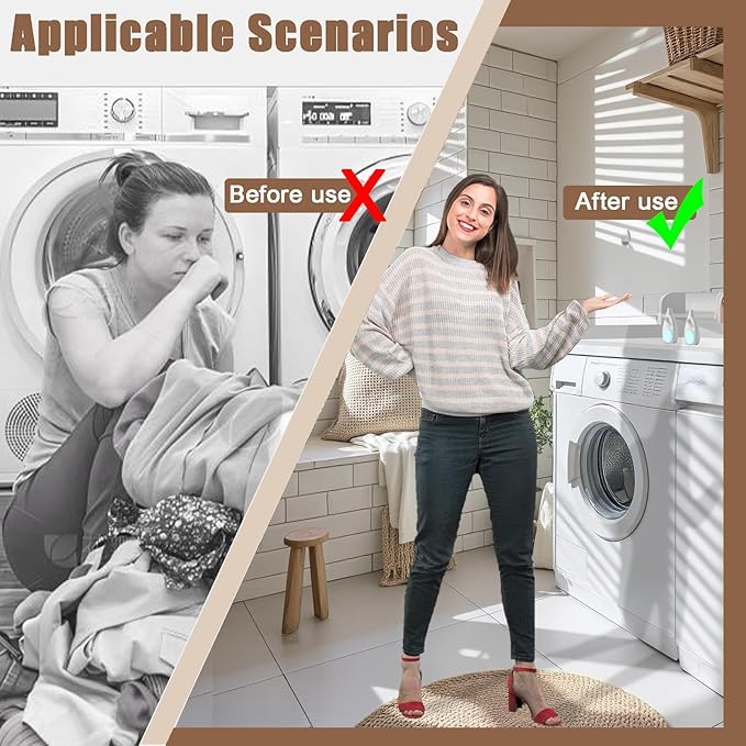 2-Tier Washer and Dryer Countertop, Wooden Washer Dryer Countertop, 27.5" Depth X 54" Laundry Countertop Over Washer and Dryer for Folding Clothes Over Washer and Dryer (White)
