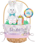 Let's Make Memories Personalized Easter Basket for Kids - For Boys - For Girls - Embroidered Name - Create Your Own - Fillable - Wicker - Easter Basket Stuffers - Small - Pink Bunny Applique