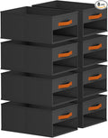 Drawer Organizers and Storage - 8 Pack Foldable Pants Organizer with Clear Window & Handles, Fabric Closet Organizer for Clothes, Jeans, Sweaters, Towels, T-shirt, Scarf (Black)