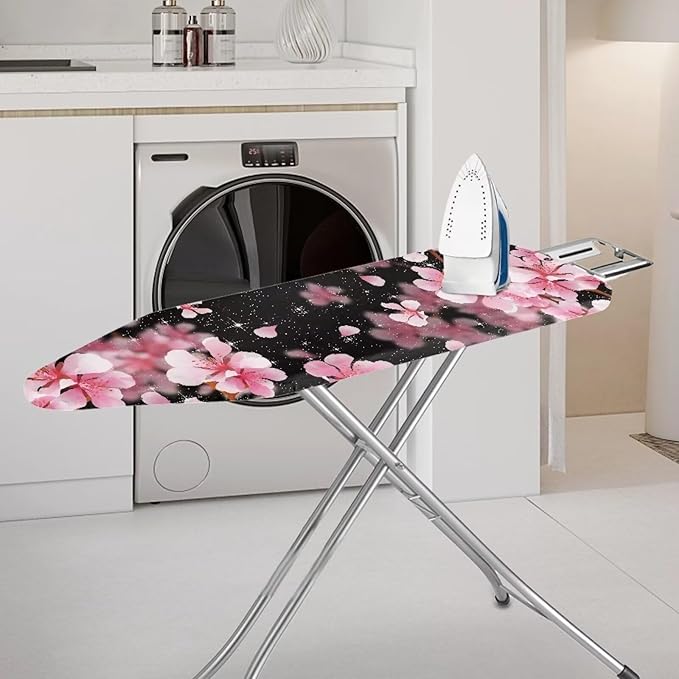 GLENLCWE Pink Cherry Blossom Ironing Board Cover Standard Sizes 15x54 Inch Polyester Iron Board Cover Padding Replacement Protector with Elastic Edge,Home Decoration