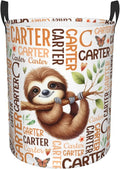 Personalized Sloth Laundry Basket For Baby Kids Boys Girls Adult Custom Hamper Basket With Name For Bathroom Bedrooms Collapsible Baby Laundry Basket, Dirty Clothes Hamper With Handles