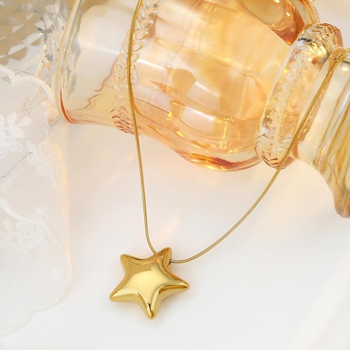 Chunky Gold Necklace for Women Gold Evil Eye Cowboy Pendant Necklace Dainty Paperclip Chain Vintage Luck Amulet Choker Necklaces Celestial Jewelry Gift