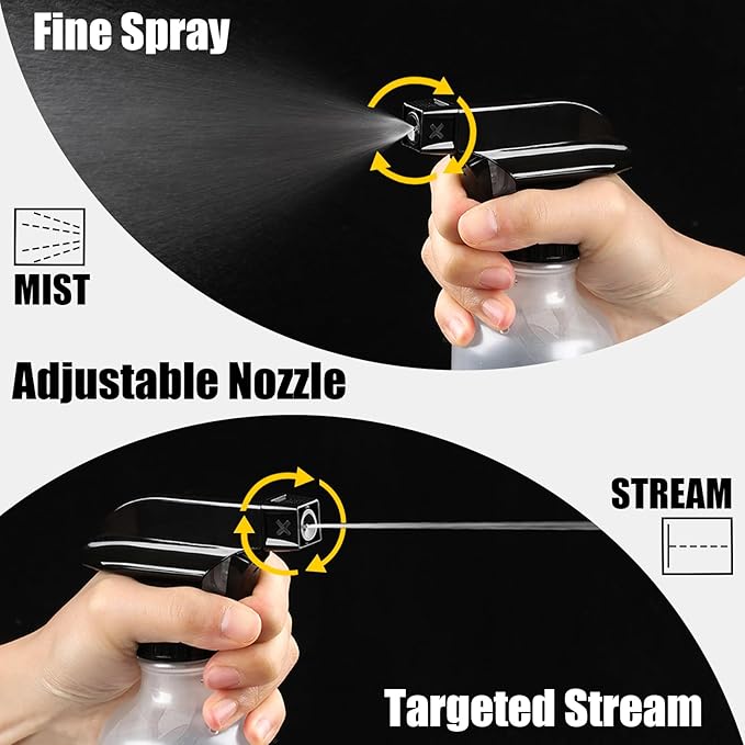 Small Water Spray Bottle for Hair, Frosted Clear Plastic Small Squirt Bottle with Adjustable Mist/Stream, Refillable Empty Mister Spray Bottles for Hair, Plant, Cleaning, Pet, 10.1 oz /300ML