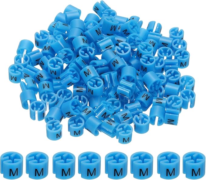 PATIKIL 300 Pcs Clothes Hanger Markers M Fit Rod Garment Size Tag Hanger Clips Round Color Coding Label for Clothing, Blue