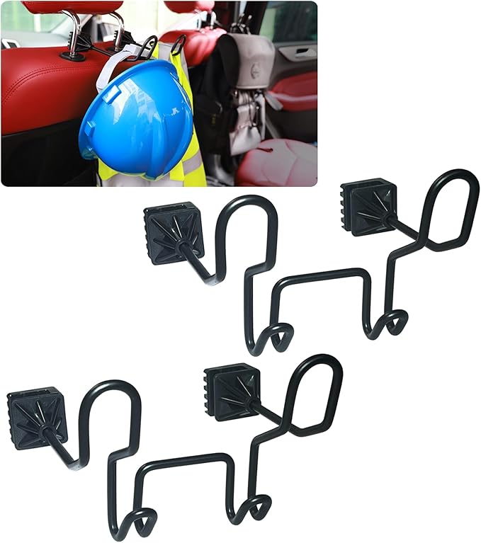 Hard Hat Holder for Truck Seat - Work Truck Accessories for Hard Hat & Safety Vest,Car Back Seat Headrest Hooks for Men (2 PCS-upg)