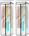 Univivi Clear Garment Bags for Hanging Clothes, 2 Pack Large Clothes Bags for Closet Storage, Premium Hanging Garment Storage Bag for Suits, Coats, Dresses, 54" (Clear)