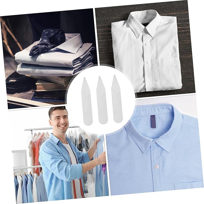 LIFKOME 300pcs Collar Support for Shirts Pet Collar Stays Warping Design for Men and Women Dress Shirts Lightweight and Compact Style