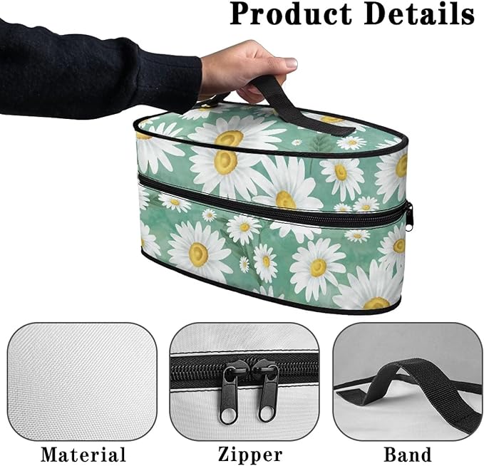 Daisy Green Iron Tote Bag Stain Resistant Travel Irons Storage Box Washable Protective Carrying Bag with Handle Compatible with Most Irons