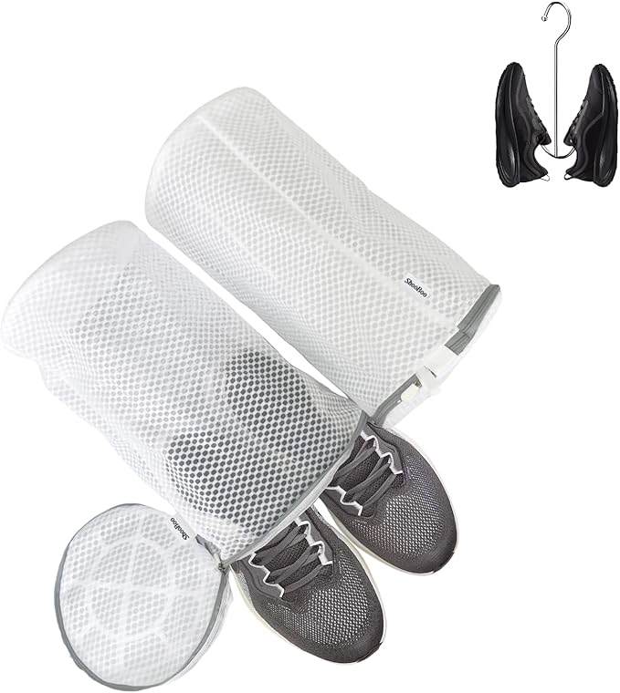 Shoe Washing Machine Bag,3 Pack Laundry Shoe Bag for Washer and Dryer,Mesh Laundry Bags with Zipper for Sneakers,Trainers,Socks,Bras,Delicates,and Toys