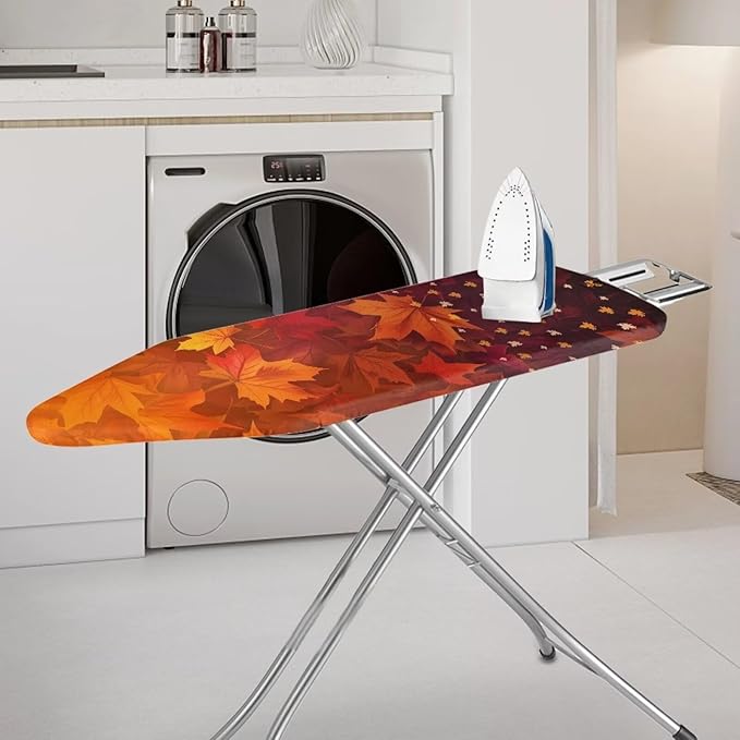 GLENLCWE Orange Ironing Board Cover with Hook and Loop, Thanksgiving Thick Ironing Board Cover Protector Extra Wide Ironing Cover Accessories,54x15 inches