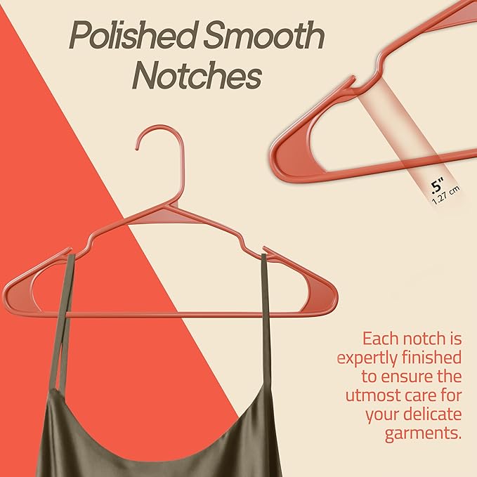 Plastic Clothes Hangers – Heavy Duty Hanger Set, for Organizing Clothes, Dresses, and Coat, Holds Up to 5 lbs, Space-Saving Hangers with Non-Slip Shoulder Grooves, Pack of 80, Brown