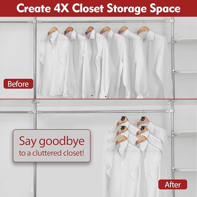 Space Saving Standard Hanger Hooks 100Pcs, Upgrade Heavy Duty Space Saver Hangers Connector Hooks for Clothes, Premium Hanging Closet Organizer for Dorm, Ganchos para Colgar Ropa, Black