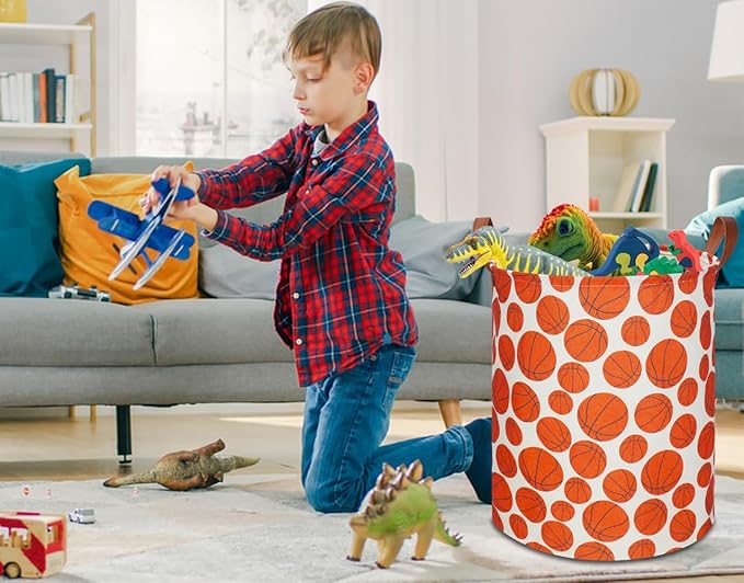 Kids Laundry Hamper,Baseball laundry Basket,Baby Boy Nursery Hamper,Waterproof Storage Bin for Bedroom,Clothes Organizer Basket,Toys Box,Room Decor(Basketball)