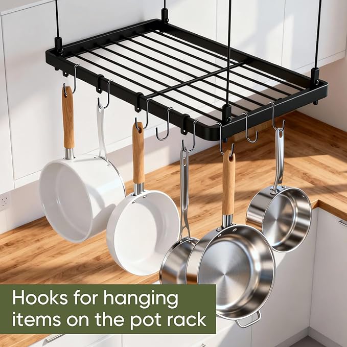 18 Pack S Hooks for Hanging, Variety Sizes 6 PCS Large 4"/ 6 PCS Medium 3"/ 6 PCS Small 2.4" Pot Hooks for Rack Hanging Pans Pots, Heavy Duty Metal S Hooks for Hanging Clothes Bags Towels Plant