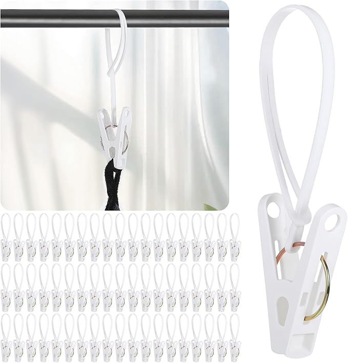 150 Pcs Clothes Pins Clothes Peg Clip Pins with Plastic Rope for Clothesline, Heavy Duty Laundry Hooks Hanging Clips Bulk Windproof Clothes Hanger for Hanging Clothes Socks Pants Bra Underwear Towel