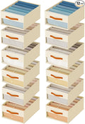 Drawer Organizers and Storage - 12 Pack Foldable Pants Organizer with Clear Window & Handles, Fabric Closet Organizer for Clothes, Jeans, Sweaters, Towels, T-shirt, Scarf (Beige)