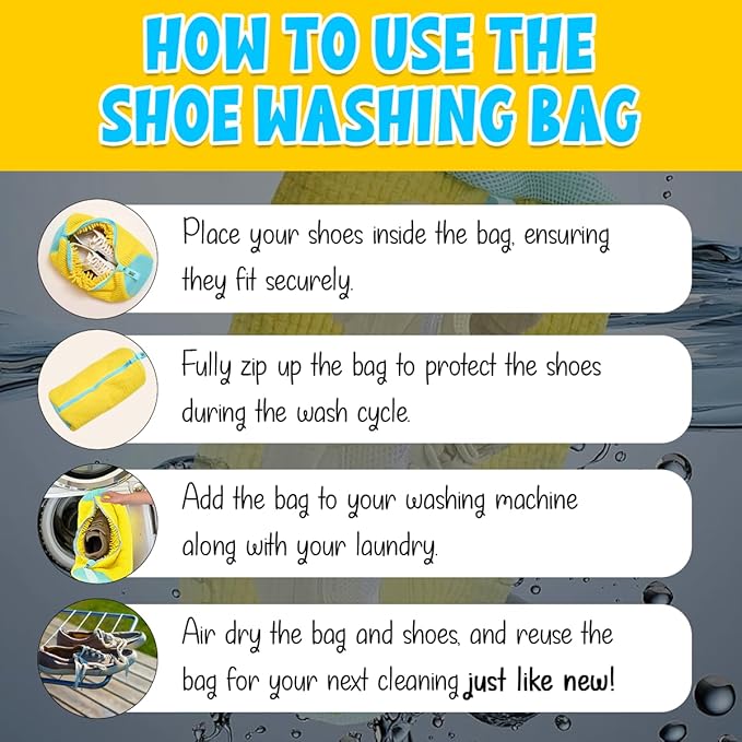 Shoe Washing Machine Bag for Washer and Dryer – Reusable Mesh Laundry Bag for Sneakers with YKK Zipper, 2-Pack