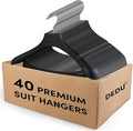 DEDU Suit Hangers for Men 40 Pack, Black Coat Hangers Extra Wide Non Slip Width 17.7", Thick Plastic with Pants Bar & Metal Hook