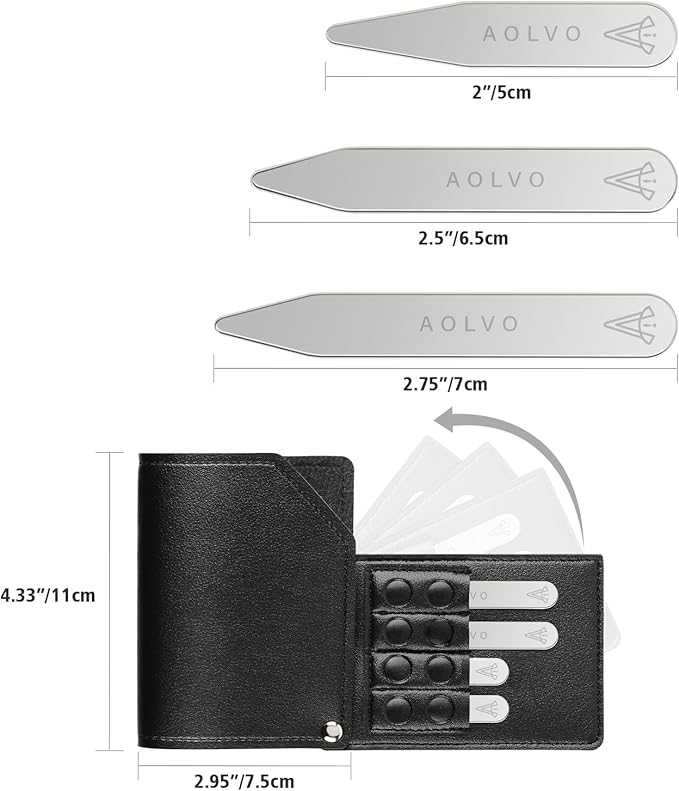 Stainless Steel Collar Stiffeners(No Magnets included), Metal Shirt Collar Stays, Valued Pack in a Gift Box