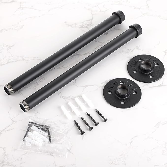 Sumnacon 2 Pack 14 Industrial Pipe Wall Mounted Clothing Rack Bar -- Metal Garment Bracket Frame