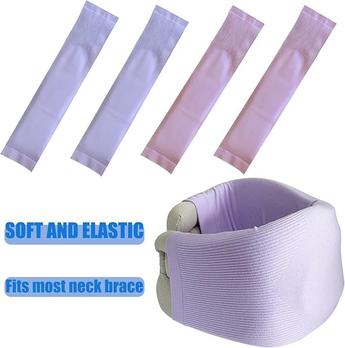 4PCS Neck Brace Cover Cervical Collar Dust Cover Sleeve for Women and Men Soft & Comfortable for Sleeping Working Breathable (Pink+Purple)