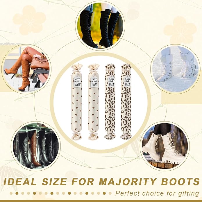 2 Pairs Boot Shaper Stands with 8 Labels Cotton Tall Boot Inserts for Closet Organization