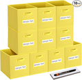 artsdi 13x13 storage cube bins (Set of 10) Foldable Fabric storage cubes with 10 Labels Window Cards & a Pen,13 inch cube storage bins,Closet Organizers for Shelves,Cubby Organizer Boxes,Dark Yellow