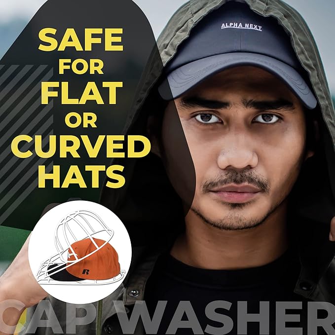 BallcapBuddy Original and Patented Hat Cleaner, Hat Washer for Washing Machine or Dishwasher, Cap Washer Frame for Flat & Curved Hats, Made in USA (White)
